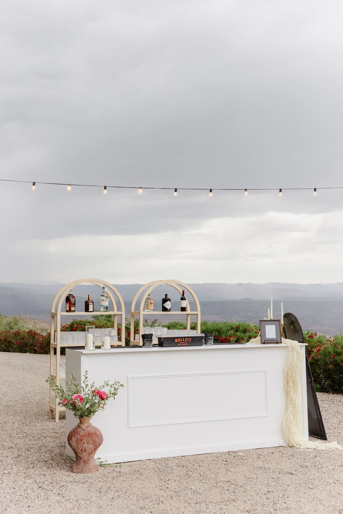 Outdoor wedding bar overlooking the Verde Valley